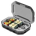 Mini scatola portapillole sigillata e compartimentata portatile Scatola dispensatrice settimanale per capsule mattutine e serali, stile: 6 griglie grigio