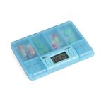 Multi-allarme promemoria portatile trasparente per pillole da viaggio (Baby Blue)
