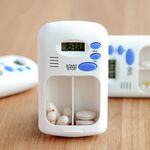 Scatola della medicina promemoria per pillole con timer multi-allarme portatile intelligente (bianca)