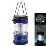 Lampada da campeggio per esterni, Lampada a 12 LED a luminosità regolabile con bussola (blu scuro)