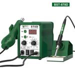 BEST BST-878D 2 in 1 AC 220V 700W LED Displayer Vento elicoidale Temperatura regolabile Pistola ad aria calda senza piombo + Stazione di saldatura e saldatore, Spina UE (Blu)