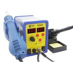 BEST BST-898D 2 in 1 AC 220V 720W LED Displayer Vento elicoidale Temperatura regolabile Pistola ad aria calda senza piombo + Stazione di saldatura e saldatore, Spina UE (Blu)