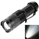 Torcia a LED con obiettivo zoom SK68 180lm, LED CREE Q3-WC, 1 modalità, luce bianca, con clip (nero)