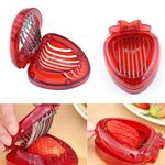 Coltello da frutta per affettare fragole in plastica per utensili da cucina con lama in acciaio inossidabile (rosso)
