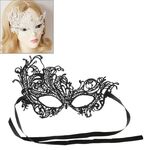 Maschera per gli occhi da ragazza sexy Maschera in pizzo veneziano con ballo in maschera (nera)