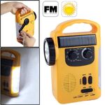 Luce di salvataggio della lanterna a manovella della dinamo a energia solare, Torcia multifunzione a 5 LED di emergenza all'aperto con radio AM / FM
