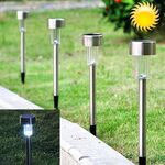 Lampada da giardino per esterni a energia solare, Luce bianca in acciaio inossidabile