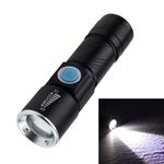 Torcia retrattile a luce bianca, Cree Q5 LED 3 modalità con cordino (nero)