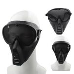 Maschera di protezione integrale in plastica con occhiali a rete per giochi di Paintball Airsoft di sopravvivenza all'aperto (nera)