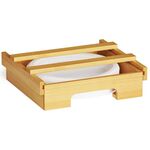 Dispenser per piatti di carta da 9 pollici sotto il mobiletto Portapiatti in bambù Portaoggetti da cucina 24 x 26,5 x 6,5 (colore legno)