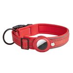 Per collare per cani AirTag Tracker con fodera in neoprene, collare per animali riflettente, taglia: S (rosso)