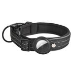 Per collare per cani AirTag Tracker Fodera in neoprene Collare per animali riflettente, Taglia: S (Nero)
