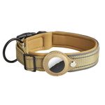 Per collare per cani AirTag Tracker con fodera in neoprene, collare per animali riflettente, taglia: XL (cachi scuro)