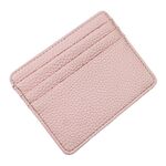 Portamonete ultrasottile con mini porta carte con slot multi-scheda modello Lychee (rosa)