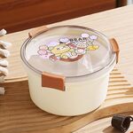 Lunch box per studenti all'aperto, bento box rotondo per cartoni animati da 1100 ml, adatto al microonde (orso marrone)