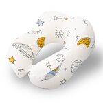 Cuscino portatile per la cura del collo dei cartoni animati con cuscino in memory a forma di U per bambini, stile: razzo cosmico
