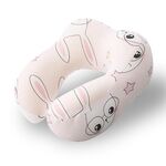 Cuscino memory per bambini a forma di U Cuscino portatile per la cura del collo dei cartoni animati, Stile: Coniglio rosa