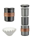 Caffettiera versatrice 3 in 1 con tazza filtrante per campeggio, viaggi, ufficio, sfumatura nera