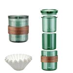 Caffettiera 3 in 1 con tazza filtrante per campeggio, viaggi, ufficio, verde acqua