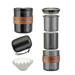 Caffettiera versatrice 3 in 1 con tazza filtrante per ufficio da viaggio in campeggio con borsa sfumata nera