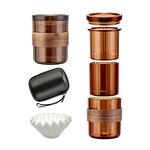 Caffettiera 3 in 1 con tazza filtrante per ufficio da viaggio in campeggio con borsa marrone