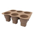 Scatola per vivaio a 6 fori Piccola pianta da fiore per ortaggi Vassoio per coltivazione traspirante Vaso per vivaio pieghevole in silicone(Marrone)
