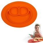 Tovaglietta di aspirazione rotonda in silicone monopezzo Smile Style per bambini, piatto e ciotola incorporati (arancione)