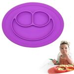 Tovaglietta di aspirazione rotonda in silicone monopezzo Smile Style per bambini, piatto e ciotola incorporati (viola)