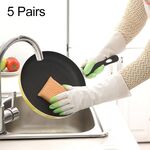 5 paia di vendita Shark Housework Pulizia Guanti in lattice di PVC Guanti impermeabili per bucato addensato (verde)