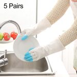 5 paia di vendita Shark Housework Pulizia Guanti in lattice di PVC Guanti impermeabili per bucato addensato (blu)
