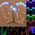 1 paio di guanti luminosi con paillettes Guanti flash a LED Forniture per feste e danza Halloween, Natale e altre forniture per festival