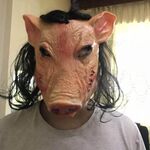 Maschera di Halloween Latex Pig Head Cap Halloween Festival Party Fancy Pig Face Masquerade Masks with Hair