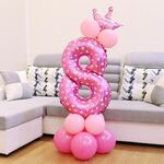 Number Foil Balloon Happy Birthday Decoration (rosa)