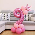 Number Foil Balloon Happy Birthday Decoration (rosa)