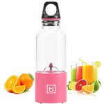 500ml Mini portatile elettrico tazza spremiagrumi USB ricaricabile spremiagrumi frullatore shaker spremiagrumi frutta arancia succo estrattore (rosa)