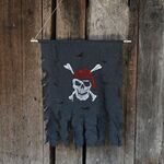 Decorazione di Halloween Jolly Roger Skull Banner Pirate Flag Party Supplies, dimensioni ridotte: 47 x 51 cm