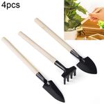 4 pezzi rastrello pala da scavo cazzuola 3 in 1 manico in legno testa in metallo mini attrezzo da giardinaggio per piante da giardino