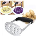Schiacciapatate manuale in acciaio inossidabile con manico orizzontale ampio ed ergonomico