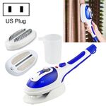 Multifunzione per uso domestico portatile piroscafo da viaggio portatile tenuto a mano appeso a vapore macchina calda fondo in ceramica con spazzola di flanella e spazzola per capelli e misurino, spina americana (blu)