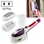 Multifunzione per uso domestico portatile piroscafo da viaggio portatile tenuto in mano appeso a vapore macchina calda fondo in ceramica con spazzola per flanella e spazzola per capelli e misurino, spina americana (viola)