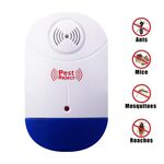 Repeller di controllo dei parassiti del ratto della zanzara ad ultrasuoni elettronico con luce LED, spina americana, AC90V-250V (bianco + blu)