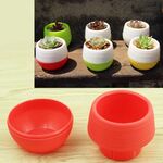 Vaso da fiori colorato mini rotondo in plastica per piante da giardino, decorazione per ufficio a casa, vasi per vivai, vaso per piante succulente con serbatoio dell'acqua, consegna colore casuale