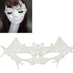 Halloween Masquerade Party Dance Sexy Lady Lace Bat Mask (bianco)
