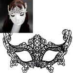 Halloween Masquerade Party Dance Sexy Lady Lace Fox Mask (nero)