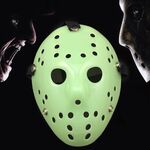 Maschera di Jason addensata per festa di Halloween (verde fluorescente)