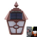 Lampada da parete a LED esagonale retrò solare Lampada da esterno per controllo del sensore di luce (marrone)