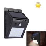Luce bianca per esterni con sensore di movimento solare, 20 LED per cortile / giardino / casa / vialetto / scale / muro esterno (nero)