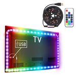1m USB TV Black Board RGB Epoxy Rope Light, 12W 60 LED SMD 5050 con telecomando wireless RF a 17 tasti, DC 5V