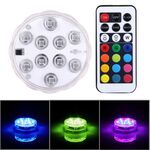 Luce LED sommergibile impermeabile, Cilindro a 10 LED telecomandato con telecomando, portata telecomando (in area aperta): 24-30 piedi