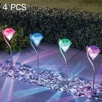 A108 Lampada ad energia solare a 4 LED RGB, Luci decorative del diamante del percorso del paesaggio del giardino all'aperto